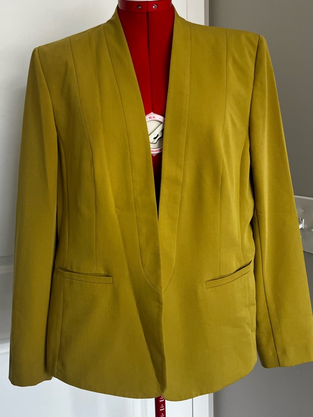 Tailored Olive Green Open-Front Blazer Jacket